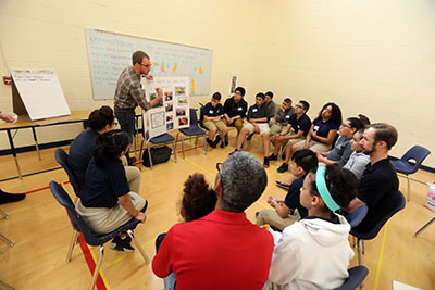 Three teams of students served as "captains," sharing their new knowledge with peers in a poster-board session and were accompanied by the walk facilitators.