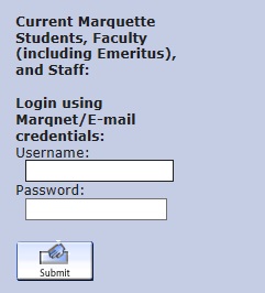 Screenshot of MARQCAT login screen